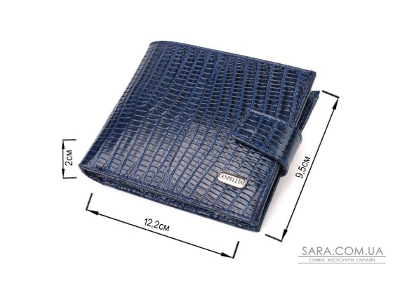 Удобный горизонтальный кошелек для мужчин из натуральной кожи с тиснением CANPELLINI 21887 Синий