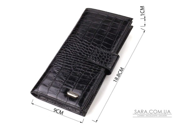 Узкий кошелек для мужчин из натуральной кожи с тиснением под крокодила CANPELLINI 21914 Черный