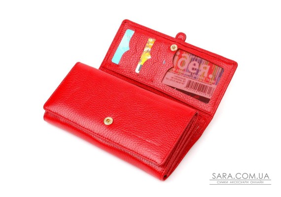 Яркий женский кошелек с большим количеством отделений из натуральной кожи Tony Bellucci 21957 Красный