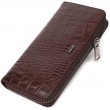 Практичный женский кошелек из натуральной кожи с тиснением под крокодила BOND 21982 Коричневый