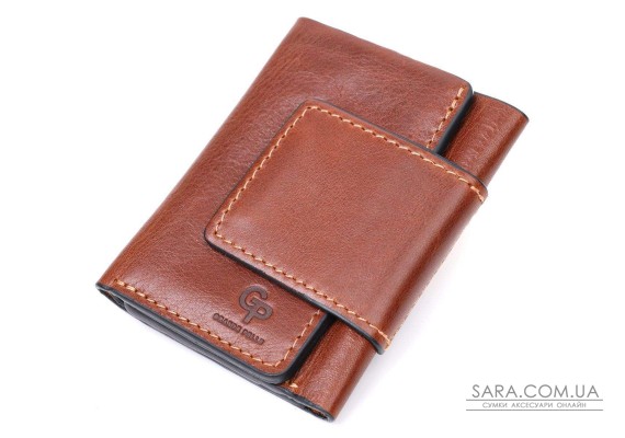 Небольшой кошелек из натуральной кожи в три сложения GRANDE PELLE 11662 Коричневый