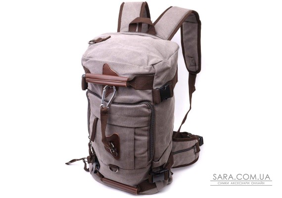 Рюкзак-трансформер в стиле милитари из плотного текстиля Vintage 22156 Серый