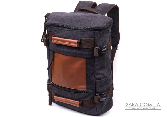 Текстильный большой дорожный рюкзак трансформер Vintage sale_15074 Черный