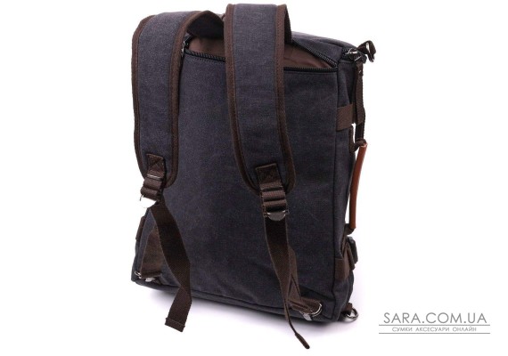 Текстильный большой дорожный рюкзак трансформер Vintage sale_15074 Черный
