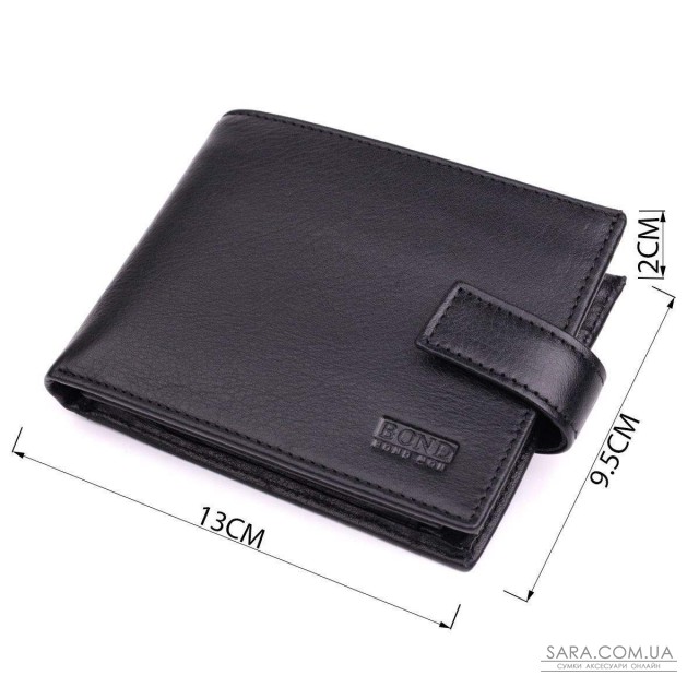 Вместительный мужской кошелек из натуральной кожи BOND 22861 Черный Вместительный мужской кошелек из натуральной кожи BOND 22861 Черный
