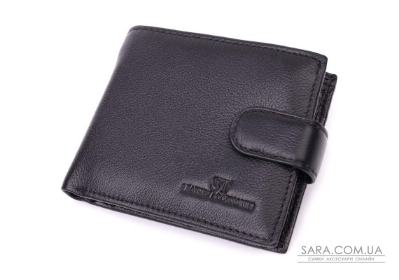 Горизонтальный бумажник среднего размера из натуральной кожи ST Leather 22454 Черный
