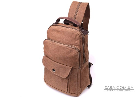 Удобный текстильный рюкзак с уплотненной спинкой и отделением для планшета Vintage sale_15078 Коричневый