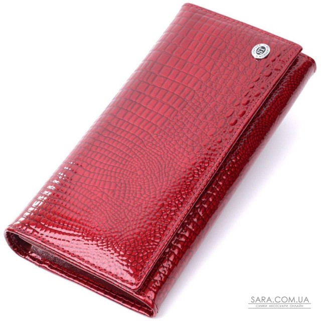 Гаманець для жінок із натуральної лакованої шкіри ST Leather 22680 Червоний Гаманець для жінок із натуральної лакованої шкіри ST Leather 22680 Червоний