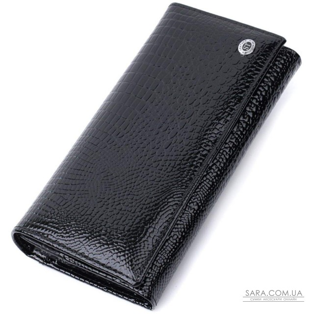 Женский кошелек из натуральной лакированной кожи ST Leather 22679 Черный Женский кошелек из натуральной лакированной кожи ST Leather 22679 Черный