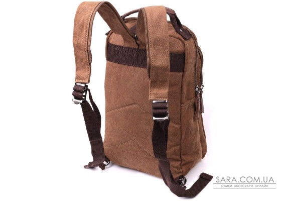 Удобный текстильный рюкзак с уплотненной спинкой и отделением для планшета Vintage sale_15078 Коричневый