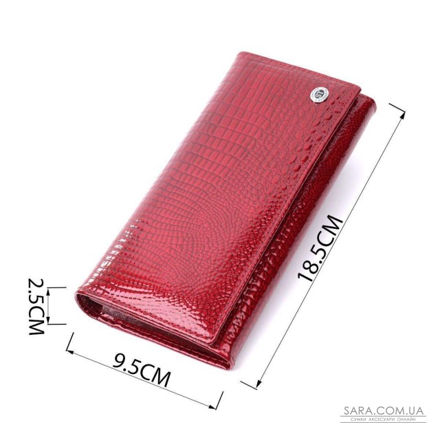 Гаманець для жінок із натуральної лакованої шкіри ST Leather 22680 Червоний Гаманець для жінок із натуральної лакованої шкіри ST Leather 22680 Червоний