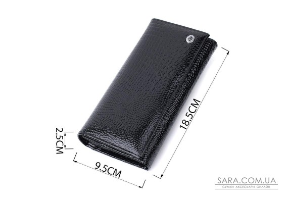 Женский кошелек из натуральной лакированной кожи ST Leather 22679 Черный