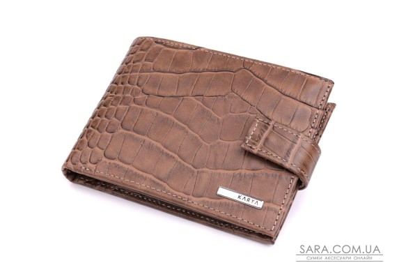 Вместительный мужской кошелек из натуральной кожи KARYA 22854 Коричневый