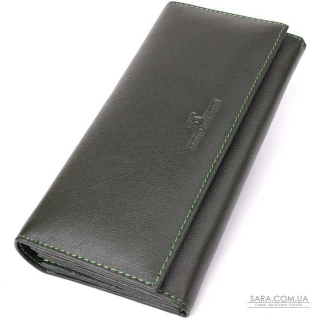 Горизонтальный кошелек у два сложения из натуральной кожи ST Leather 23067 Зеленый Горизонтальный кошелек у два сложения из натуральной кожи ST Leather 23067 Зеленый