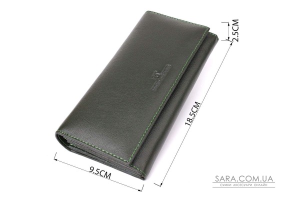 Горизонтальный кошелек у два сложения из натуральной кожи ST Leather 23067 Зеленый