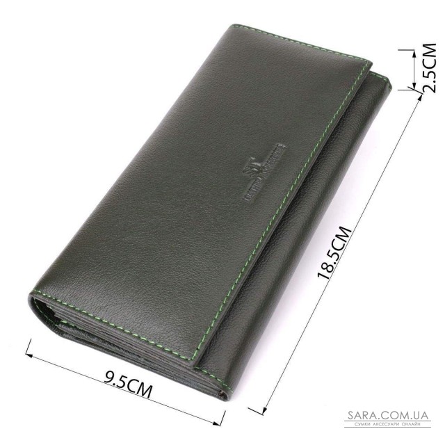Горизонтальный кошелек у два сложения из натуральной кожи ST Leather 23067 Зеленый Горизонтальный кошелек у два сложения из натуральной кожи ST Leather 23067 Зеленый