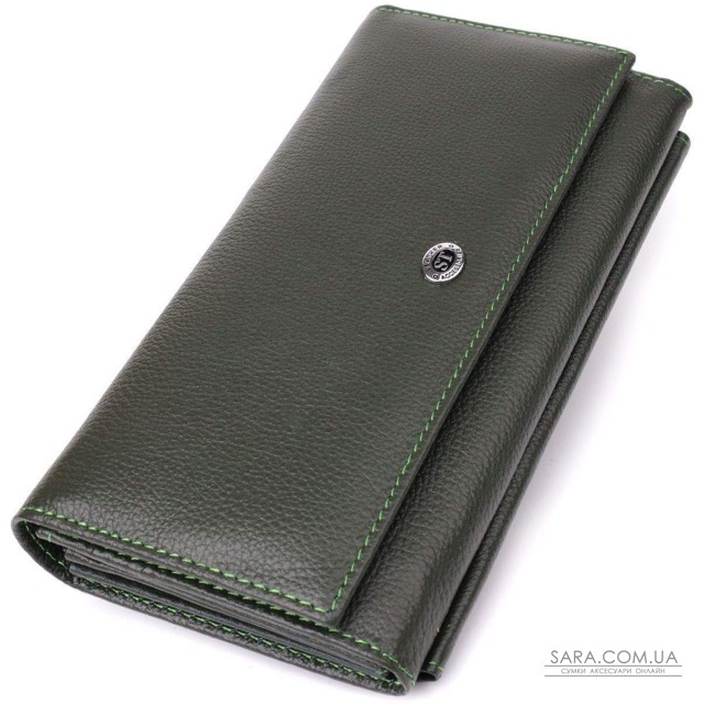 Горизонтальный кошелек с карманом для телефона из натуральной кожи ST Leather 23068 Зеленый Горизонтальный кошелек с карманом для телефона из натуральной кожи ST Leather 23068 Зеленый