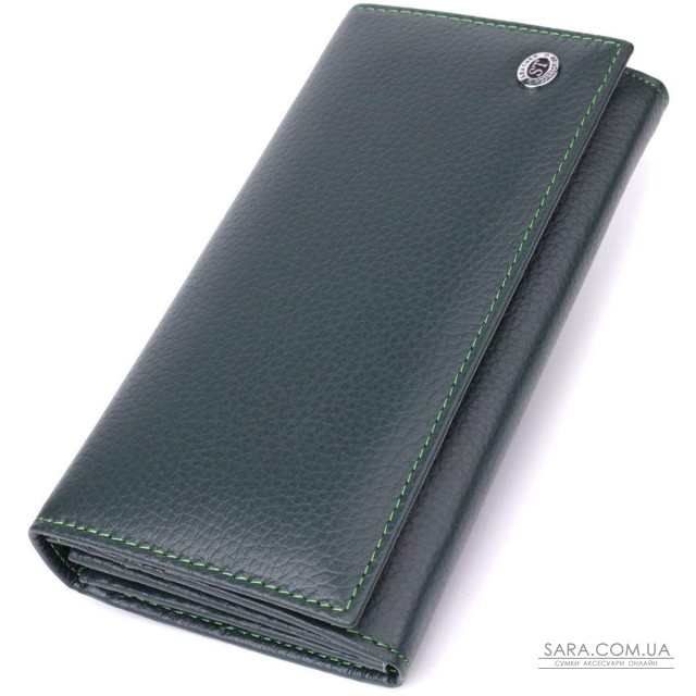 Удобный вертикальный кошелек из натуральной кожи ST Leather 23086 Зеленый Удобный вертикальный кошелек из натуральной кожи ST Leather 23086 Зеленый