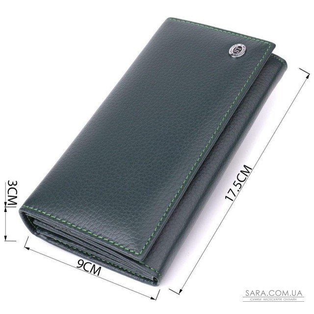 Удобный вертикальный кошелек из натуральной кожи ST Leather 23086 Зеленый Удобный вертикальный кошелек из натуральной кожи ST Leather 23086 Зеленый