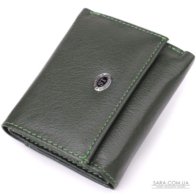 Жіночий мініатюрний гаманець із натуральної шкіри ST Leather 23083 Зелений Жіночий мініатюрний гаманець із натуральної шкіри ST Leather 23083 Зелений