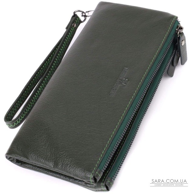 Красивий шкіряний гаманець на три відділення ST Leather 23110 Зелений Красивий шкіряний гаманець на три відділення ST Leather 23110 Зелений