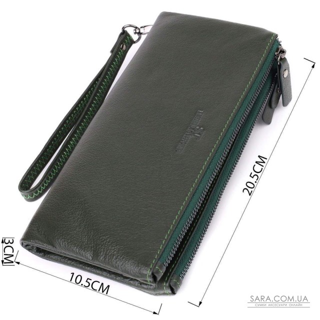 Красивий шкіряний гаманець на три відділення ST Leather 23110 Зелений Красивий шкіряний гаманець на три відділення ST Leather 23110 Зелений