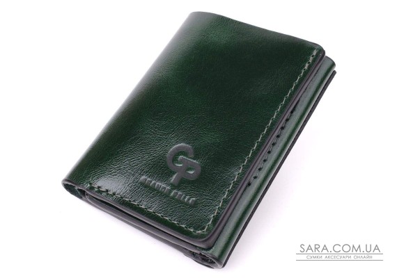 Отменный кошелек в три сложения из натуральной гладкой кожи GRANDE PELLE 22944 Зеленый
