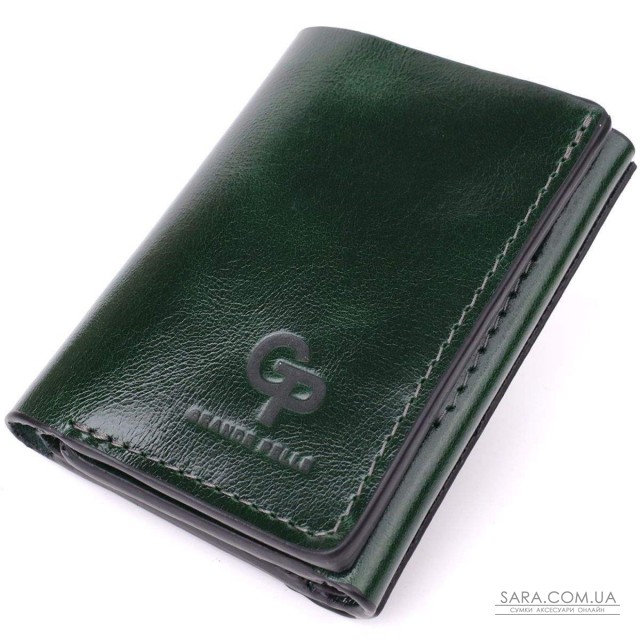 Відмінний гаманець у три складання з натуральної гладкої шкіри GRANDE PELLE 22944 Зелений Відмінний гаманець у три складання з натуральної гладкої шкіри GRANDE PELLE 22944 Зелений