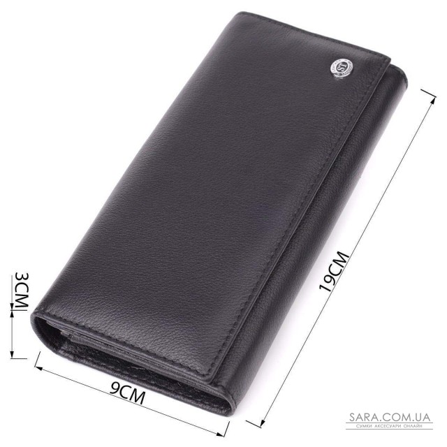 Солидный женский кошелек из натуральной кожи ST Leather 23088 Черный Солидный женский кошелек из натуральной кожи ST Leather 23088 Черный