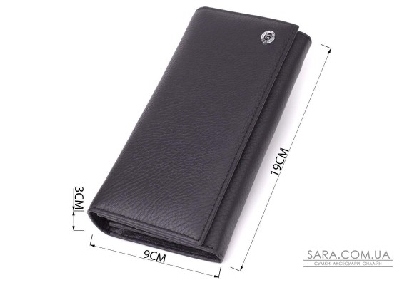 Місткий гаманець для жінок із натуральної шкіри ST Leather 23097 Чорний