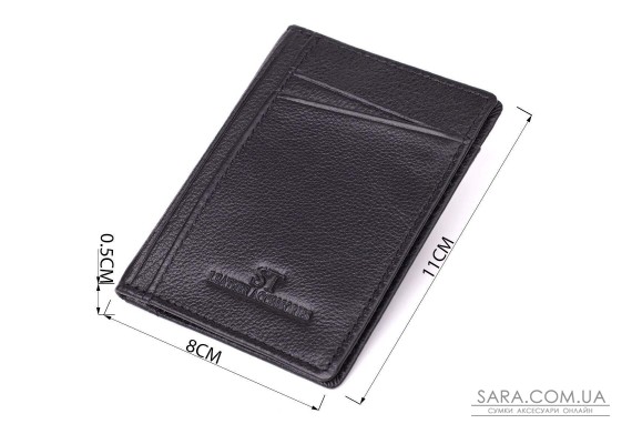 Мужской кошелек для карточек из натуральной кожи ST Leather 23091 Черный