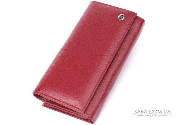 Модний жіночий гаманець на магнітах із натуральної шкіри ST Leather 23113 Бордовий