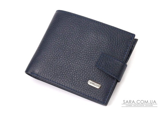 Популярний горизонтальний гаманець для чоловіків із натуральної шкіри флотар CANPELLINI 21884 Синє