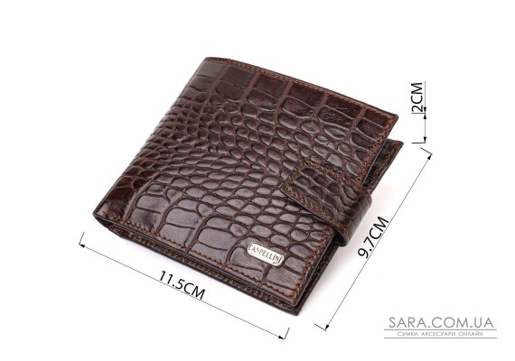 Модний чоловічий гаманець з натуральної шкіри тисненням під крокодила CANPELLINI 21878 Коричневий