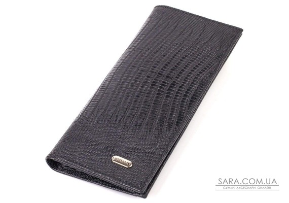 Фактурный мужской вертикальный бумажник из натуральной кожи с тиснением CANPELLINI 21906 Черный