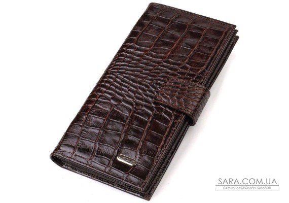 Стильний гаманець для чоловіків з натуральної шкіри з тисненням під крокодила CANPELLINI 21915 Коричневий