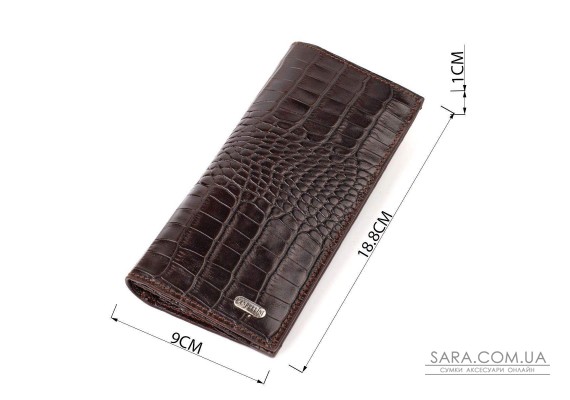 Практичный мужской вертикальный бумажник из натуральной кожи с тиснением под крокодила CANPELLINI 21907 Коричневый