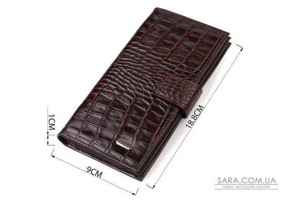 Стильний гаманець для чоловіків з натуральної шкіри з тисненням під крокодила CANPELLINI 21915 Коричневий