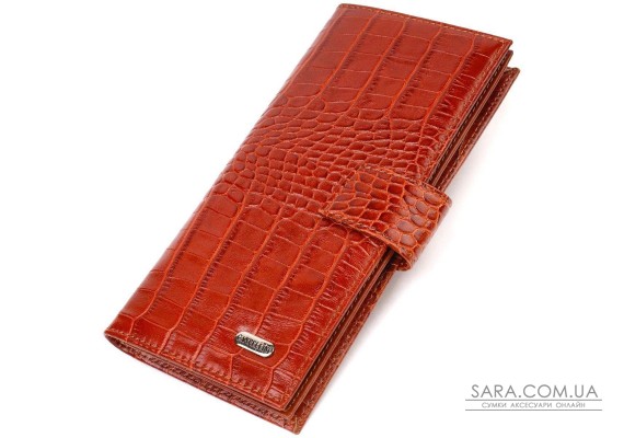 Ультрамодний гаманець для чоловіків з натуральної шкіри з тисненням під крокодила CANPELLINI 21918 Рудий