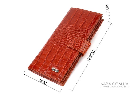 Ультрамодний гаманець для чоловіків з натуральної шкіри з тисненням під крокодила CANPELLINI 21918 Рудий