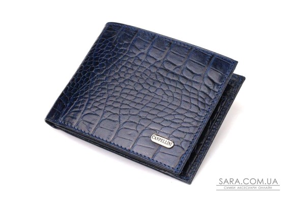 Гарний гаманець для чоловіків з натуральної шкіри з тисненням під крокодила CANPELLINI 21924 Синій