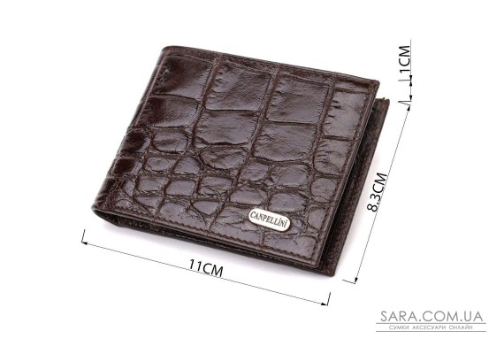 Фактурний чоловічий гаманець для грошей з натуральної шкіри з тисненням під крокодила CANPELLINI 21943 Коричневий