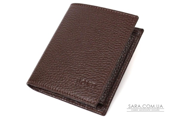 Стильний чоловічий гаманець з натуральної шкіри невеликого розміру BOND 21993 Коричневий