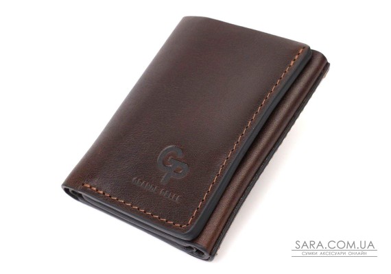 Зручний чоловічий гаманець у три складання GRANDE PELLE 16787 Темно-коричневий