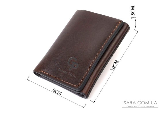 Зручний чоловічий гаманець у три складання GRANDE PELLE 16787 Темно-коричневий