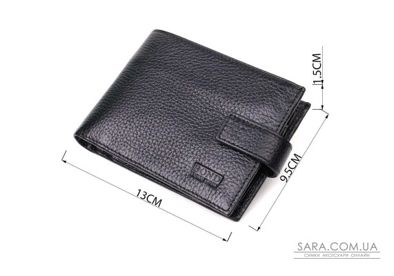 Чоловічий горизонтальний гаманець з натуральної шкіри BOND 22042 Чорний