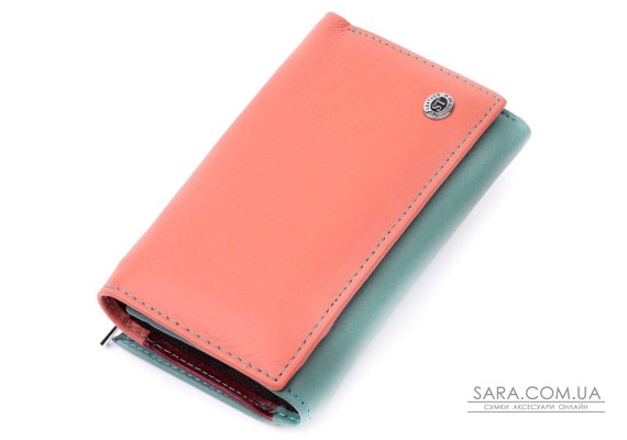 Красивый женский кожаный кошелек в три сложения ST Leather 19441 Разноцветный