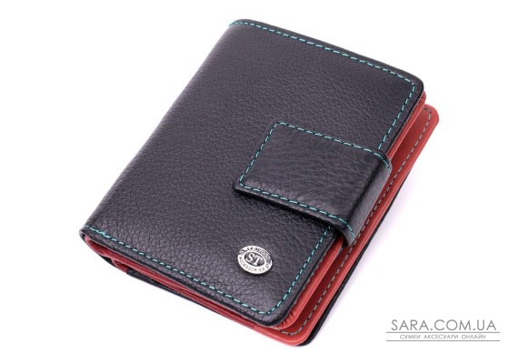Вертикальный небольшой женский кошелек из натуральной кожи ST Leather 19436 Черный