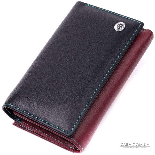 Вместительный кожаный кошелек в три сложения для женщин ST Leather 19444 Разноцветный Вместительный кожаный кошелек в три сложения для женщин ST Leather 19444 Разноцветный