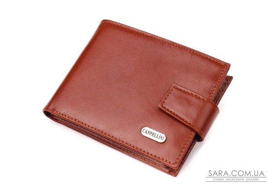 Компактный мужской кошелек из натуральной гладкой кожи CANPELLINI 21508 Светло-коричневый